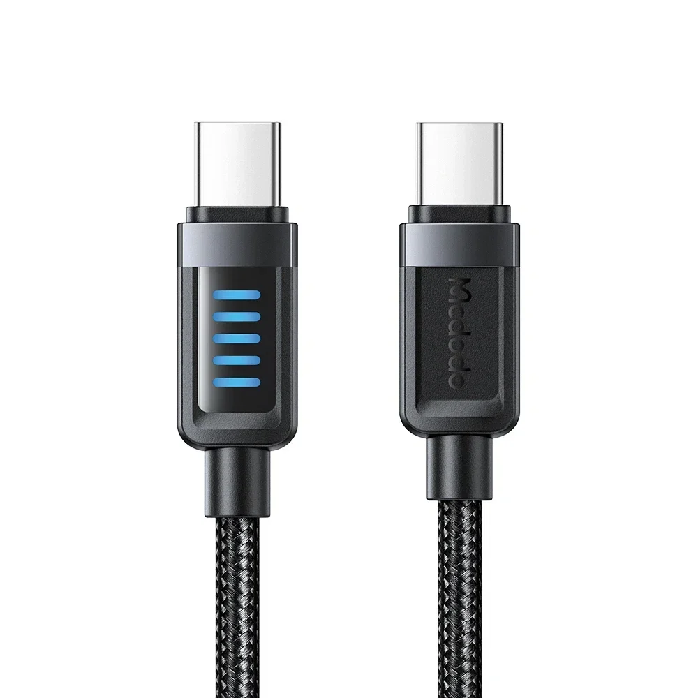 Mcdodo CA-0350 240W Type-C To Type-C Dinamik LED'li Şarj Kablosu 1.2m Siyah
