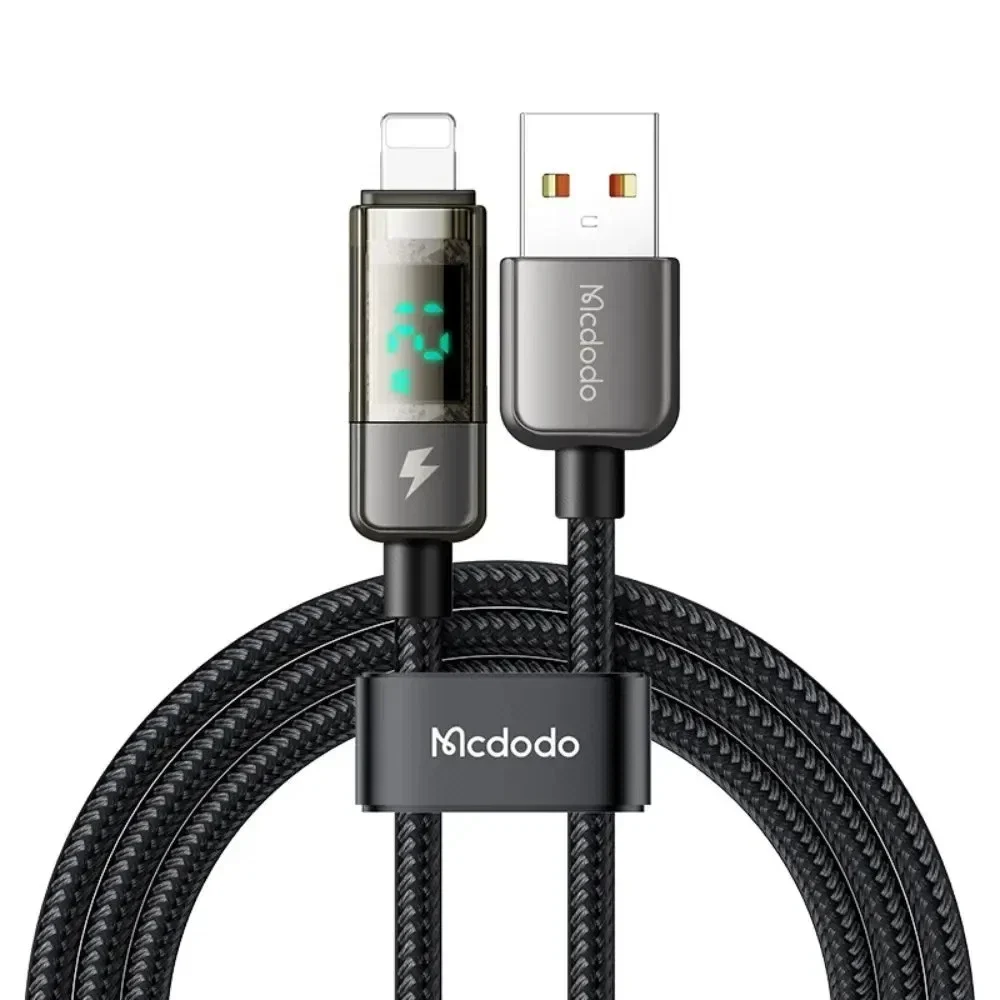 Mcdodo CA-3620 Dijital Ekranlı Usb-ATo Lightning Şarj & Data Kablosu - Siyah 1.2m