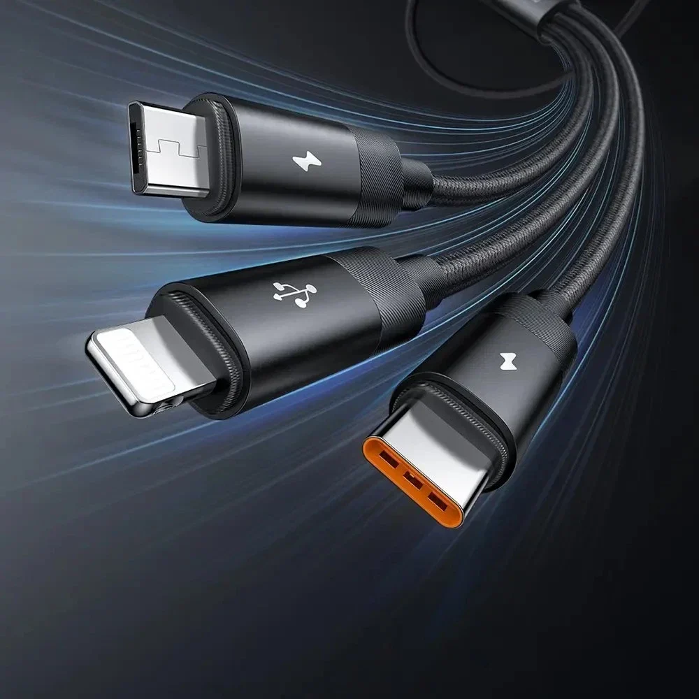 Mcdodo CA-5790 3in1 Arada USB-A- Type-c + Lightning + Mikro USB Şarj Ve Veri Aktarım Kablosu 1,2 M