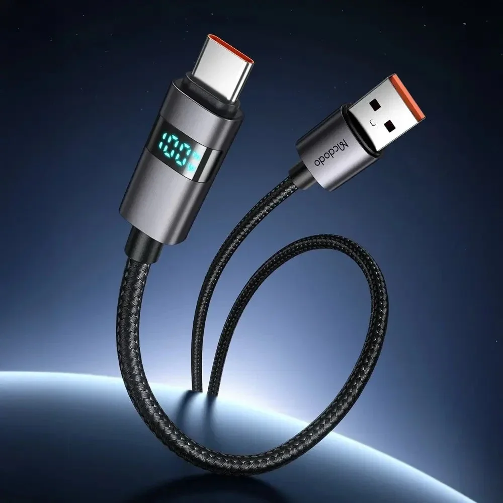 Mcdodo CA-6520 Usb-A To Type-c Kablosu Yatay Led Ekranlı Siyah