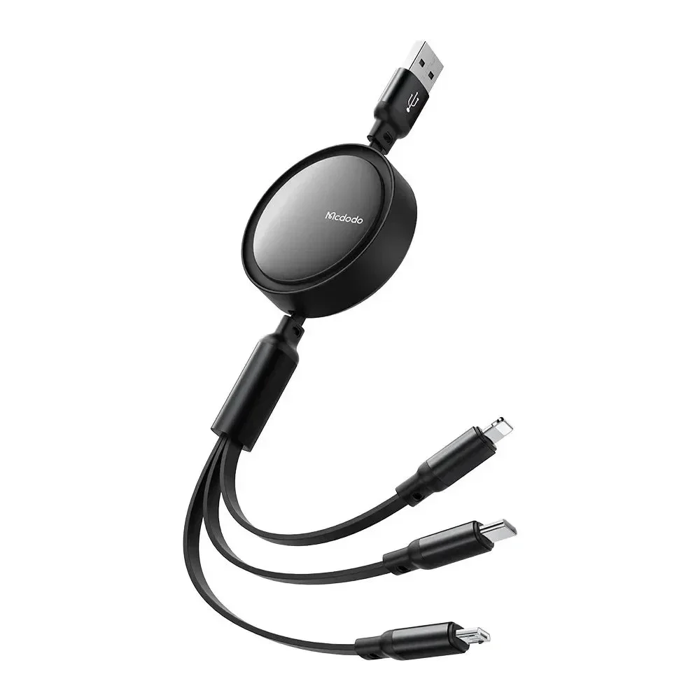 Mcdodo CA-7256 3'ü 1 Arada USB-A to Lightning Micro USB ve Type-C Veri Kablosu 1.2M