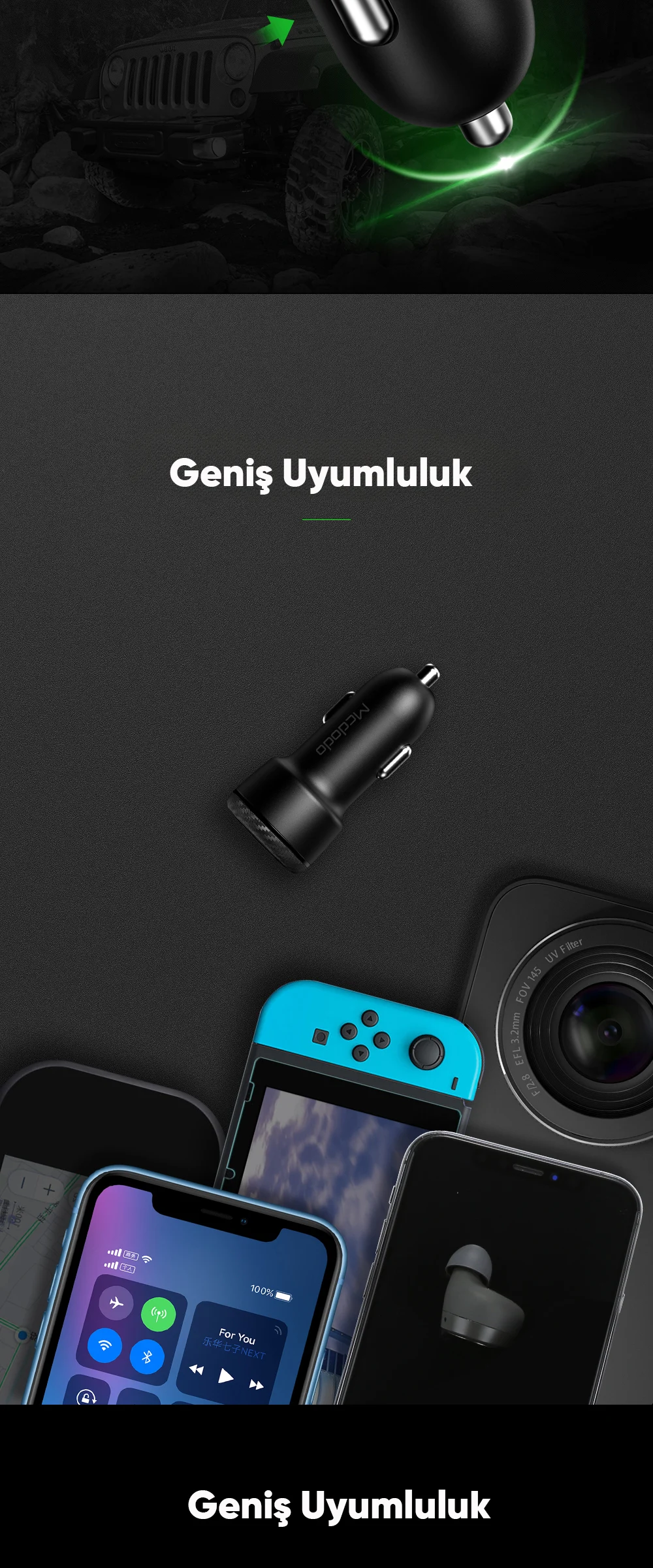 Mcdodo CC-5970 36w Pd+qc 3.0 1xtype-c 1xusb Girişli Araç Çakmak Şarj - Siyah ürün afişi · bölüm 6