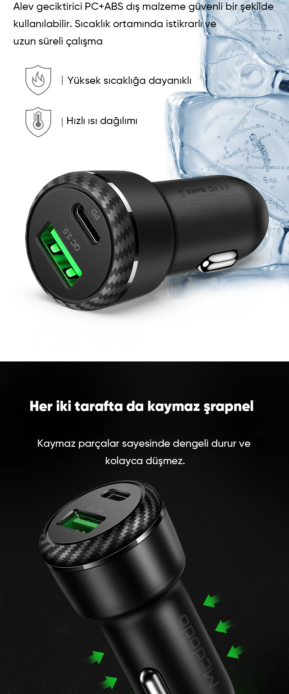 Mcdodo CC-5970 36w Pd+qc 3.0 1xtype-c 1xusb Girişli Araç Çakmak Şarj - Siyah ürün afişi · bölüm 5