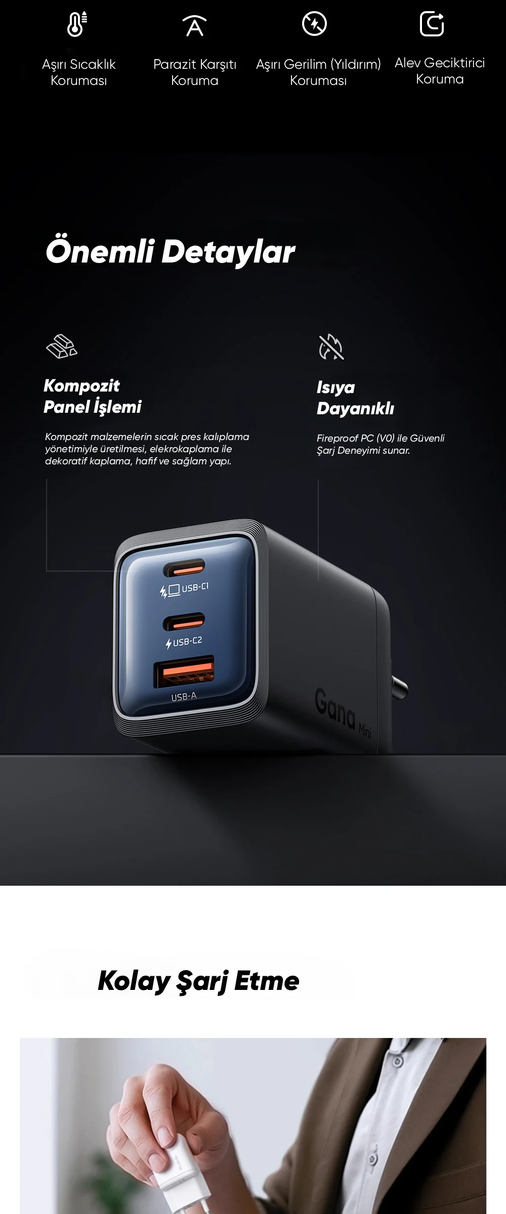 Mcdodo CH-0971 GaN Serisi  67w 2c1a Mini GaN Şarj Cihazı Beyaz ürün afişi · bölüm 6