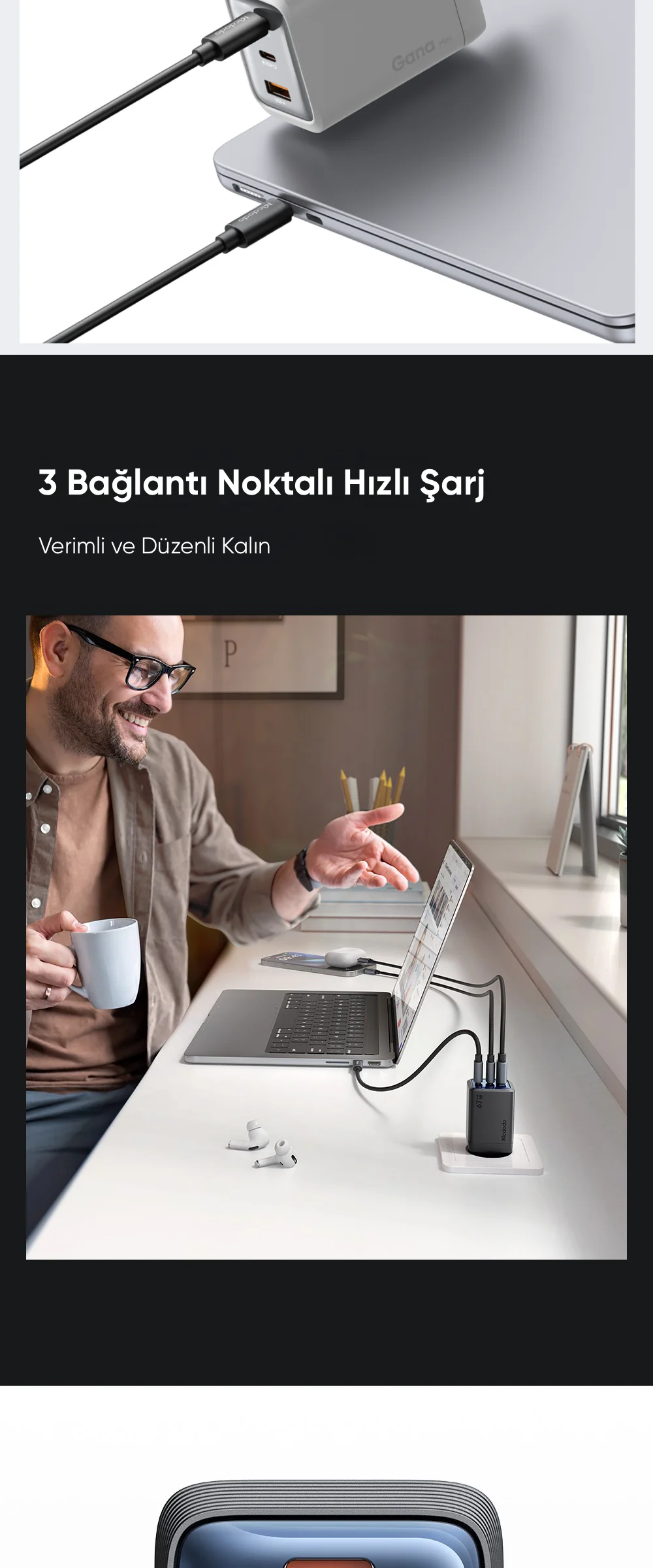 Mcdodo CH-0971 GaN Serisi  67w 2c1a Mini GaN Şarj Cihazı Beyaz ürün afişi · bölüm 3