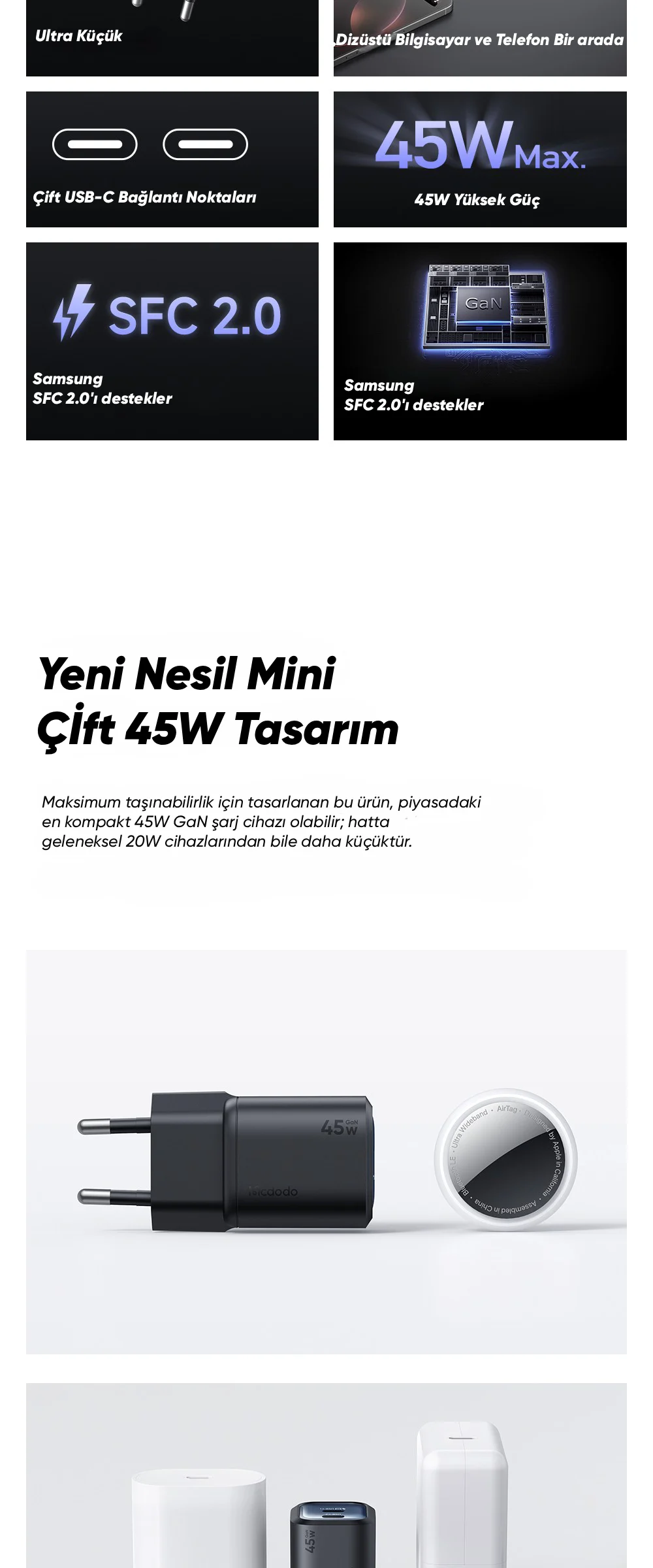 Mcdodo CH-1000 GaN Serisi 45w 2c Mini GaN Şarj Cihazı – Siyah ürün afişi · bölüm 2