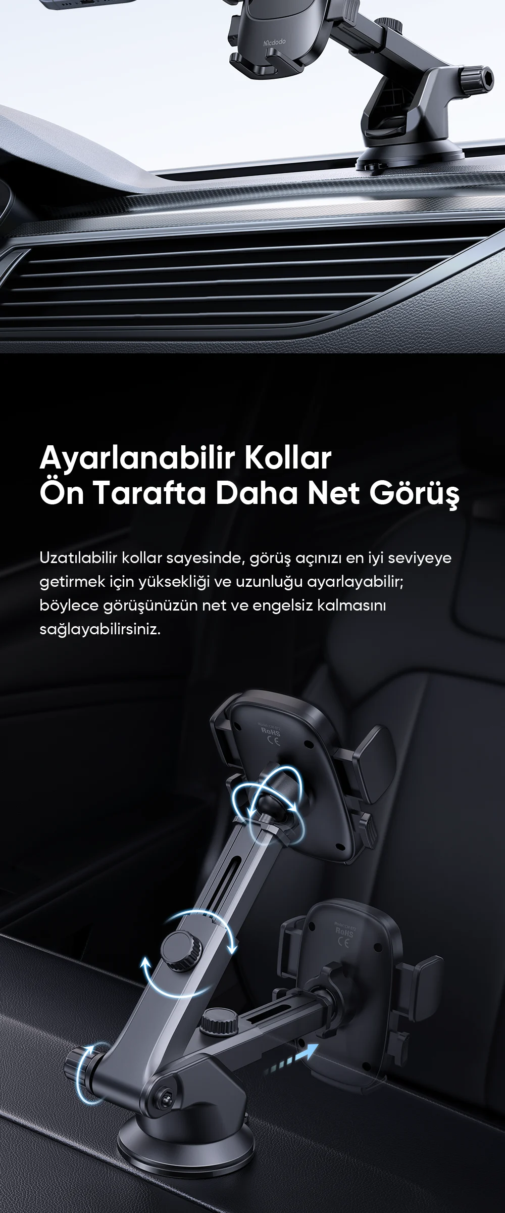 Mcdodo CM-8720 Gravito Serisi Universal Araç Içi Telefon Tutucu ürün afişi · bölüm 3