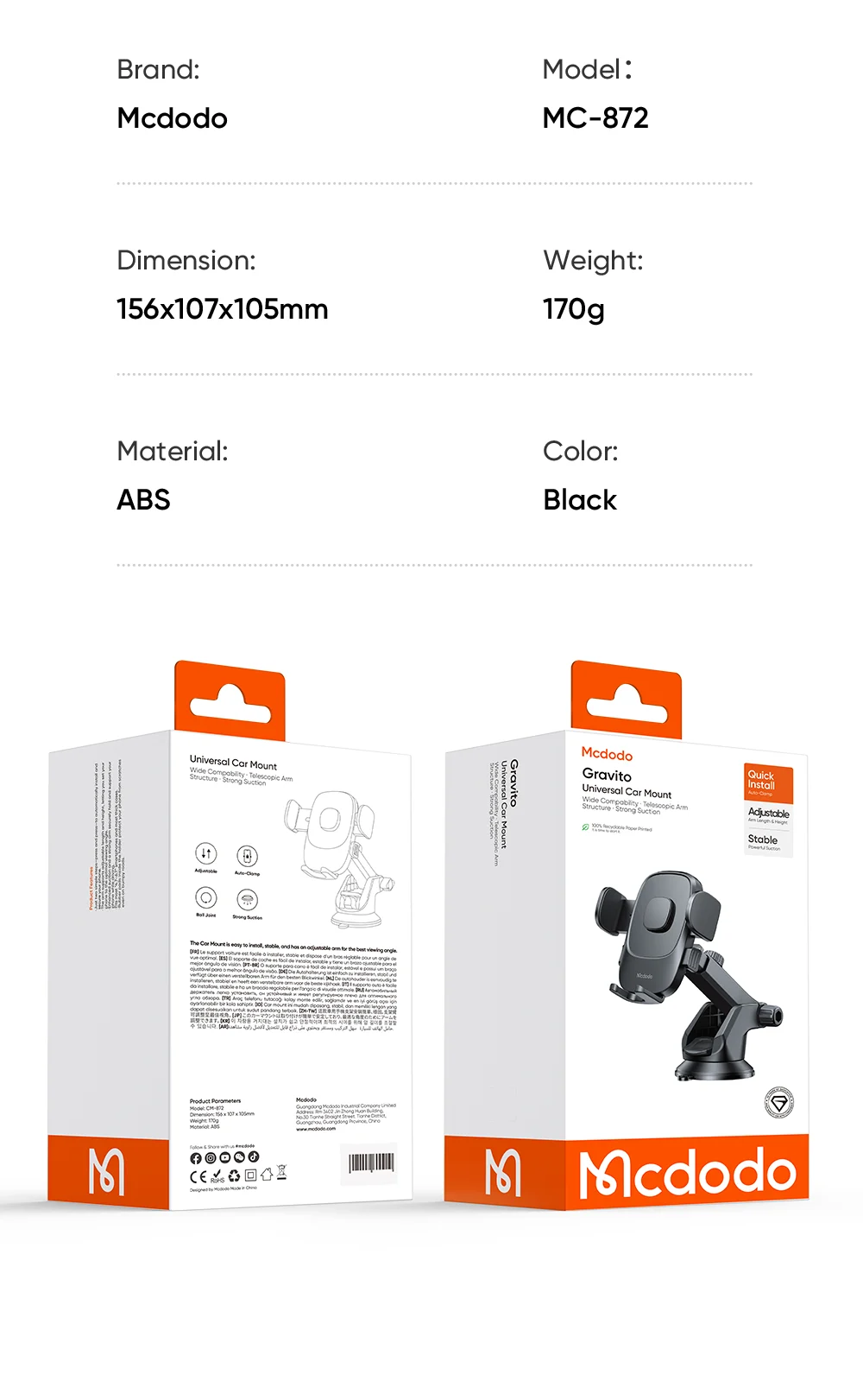 Mcdodo CM-8720 Gravito Serisi Universal Araç Içi Telefon Tutucu ürün afişi · bölüm 5