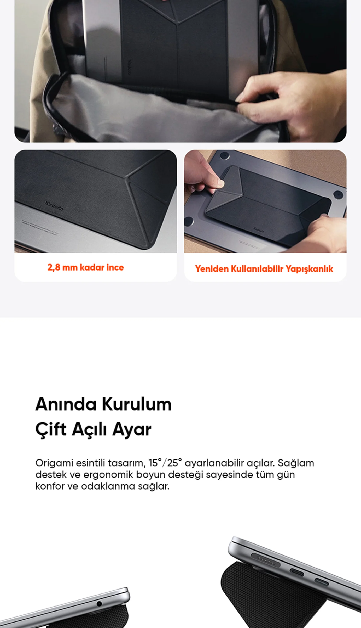 Mcdodo FS-2510 Taşınabilir Yapışkanlı Laptop Standı ürün afişi · bölüm 3