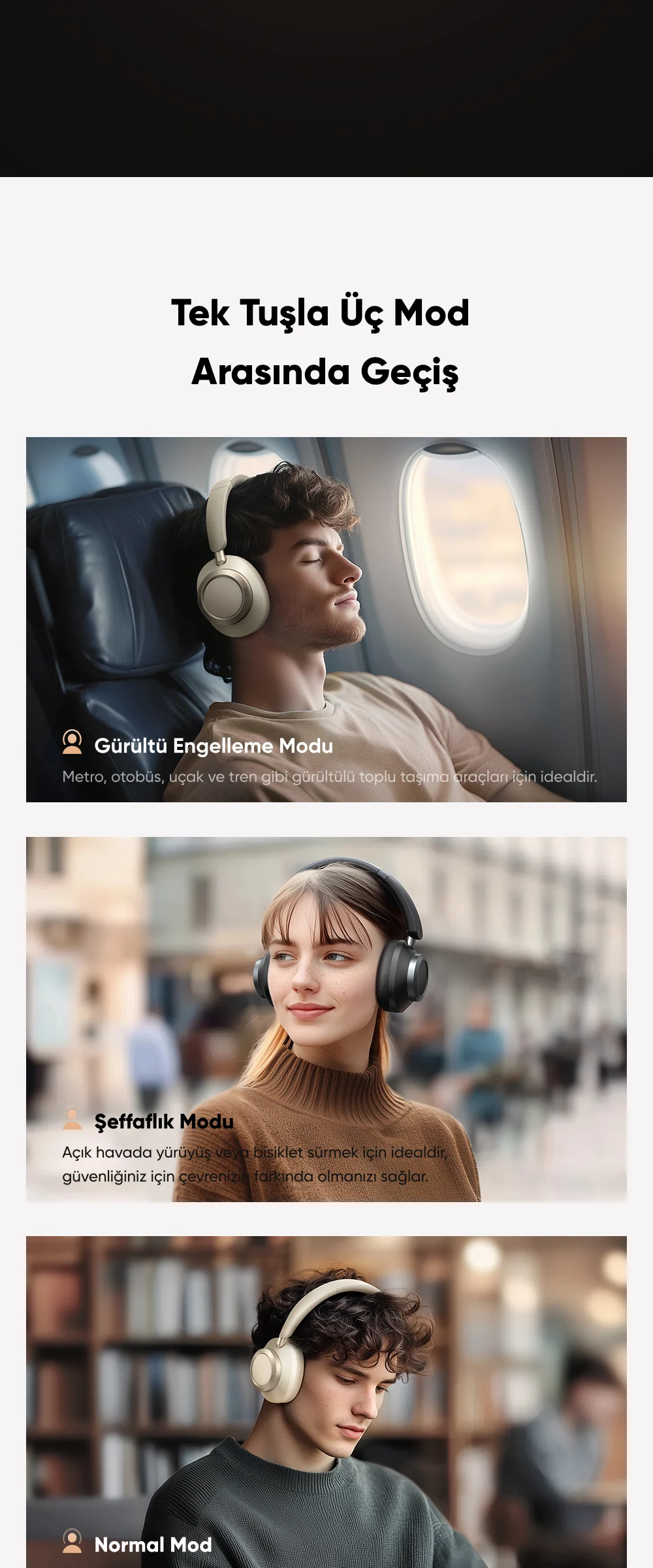 Mcdodo HP-5821 T03 Serisi Anc Doubly-fed Bluetooth Kulak Üstü Kulaklık Beyaz ürün afişi · bölüm 3