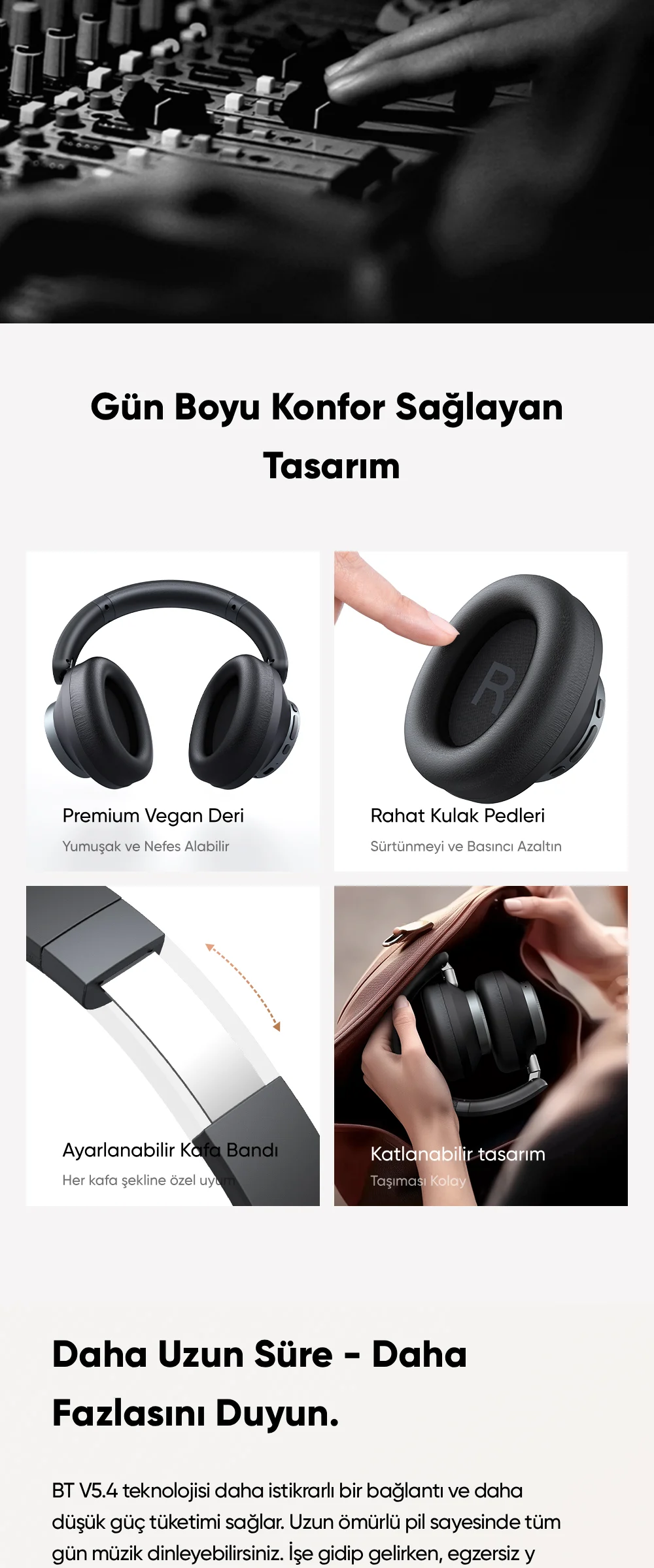 Mcdodo HP-5821 T03 Serisi Anc Doubly-fed Bluetooth Kulak Üstü Kulaklık Beyaz ürün afişi · bölüm 6