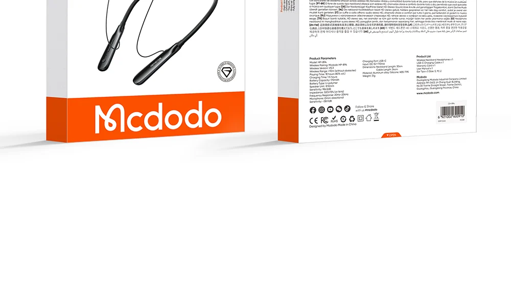 Mcdodo HP-8940 Bluetooth Boyun Askılı Kablosuz Kulaklık Siyah ürün afişi · bölüm 6