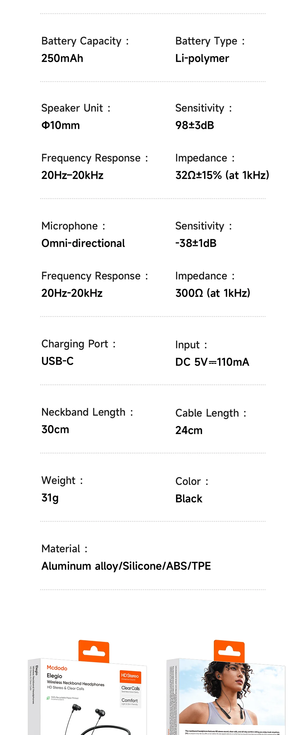 Mcdodo HP-8940 Bluetooth Boyun Askılı Kablosuz Kulaklık Siyah ürün afişi · bölüm 5