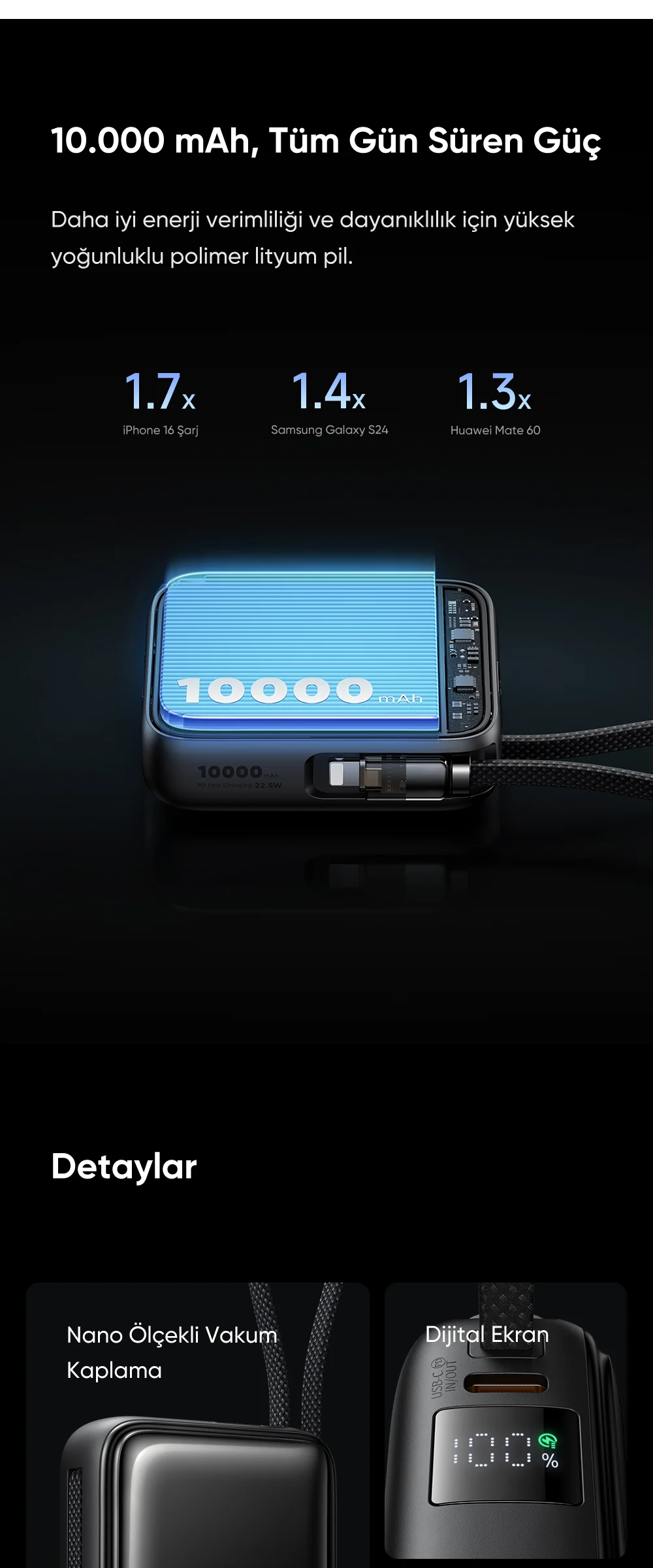 Mcdodo MC-2550 10000mAh 22.5w Dahili Kablolu Mini Powerbank ürün afişi · bölüm 6