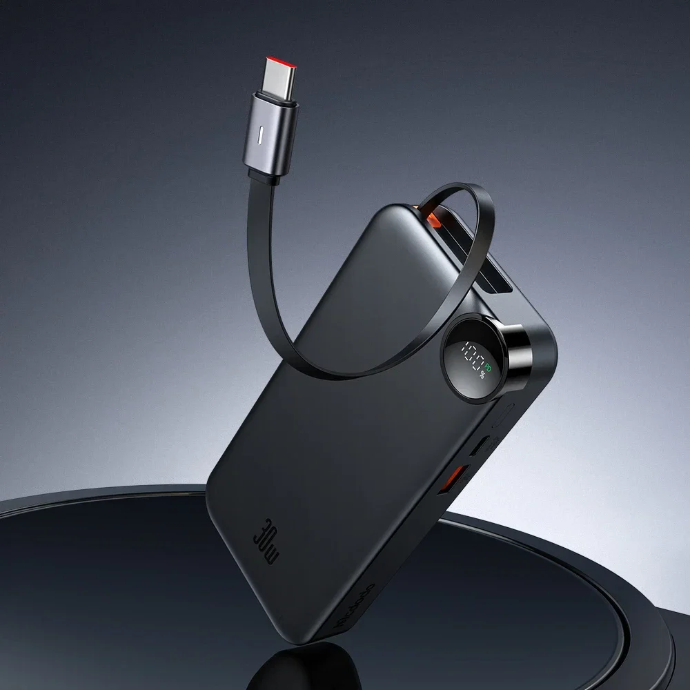 Mcdodo MC-3870 10000mAh 30w A+c Dijital Göstergeli Powerbank (Dahili Type-c Geri Çekilebilir Kablo)