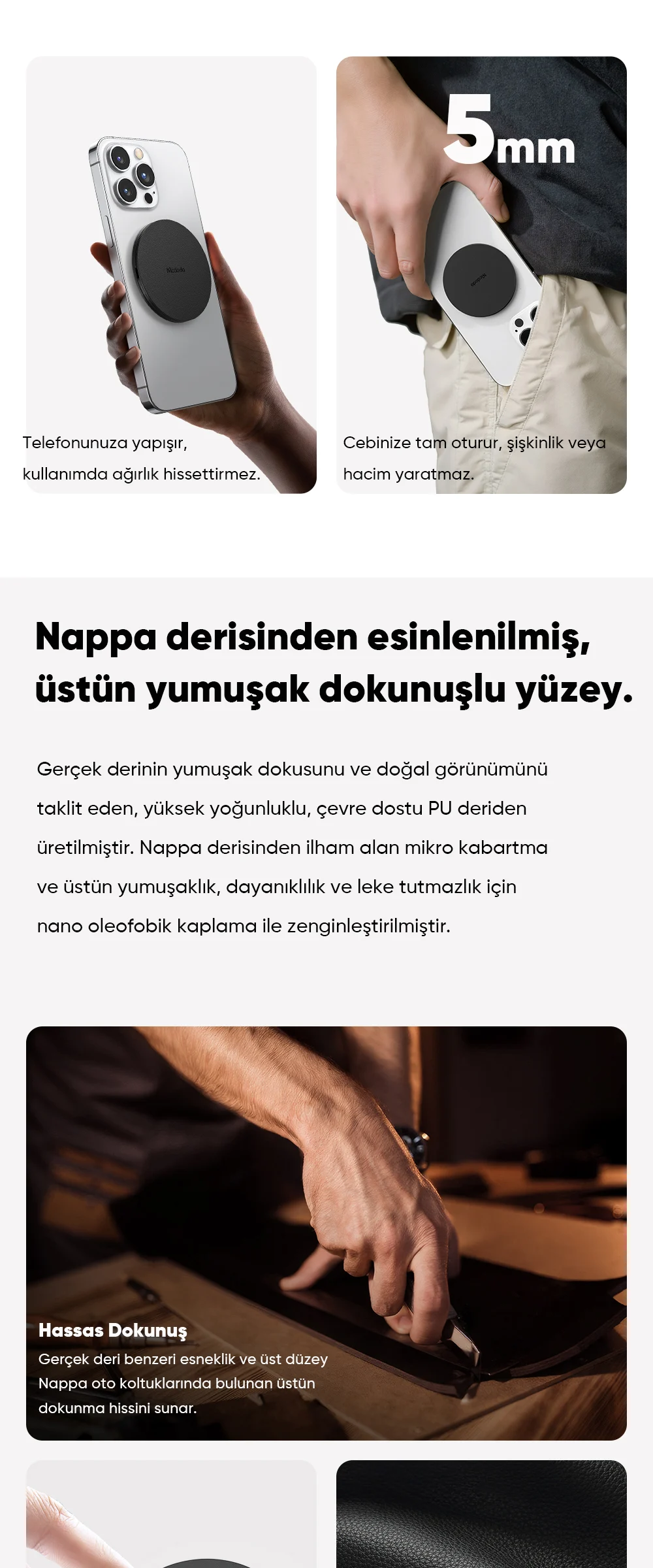 Mcdodo MR-7910 Çok Açılı Destekli Deri Manyetik Telefon Standı ürün afişi · bölüm 5