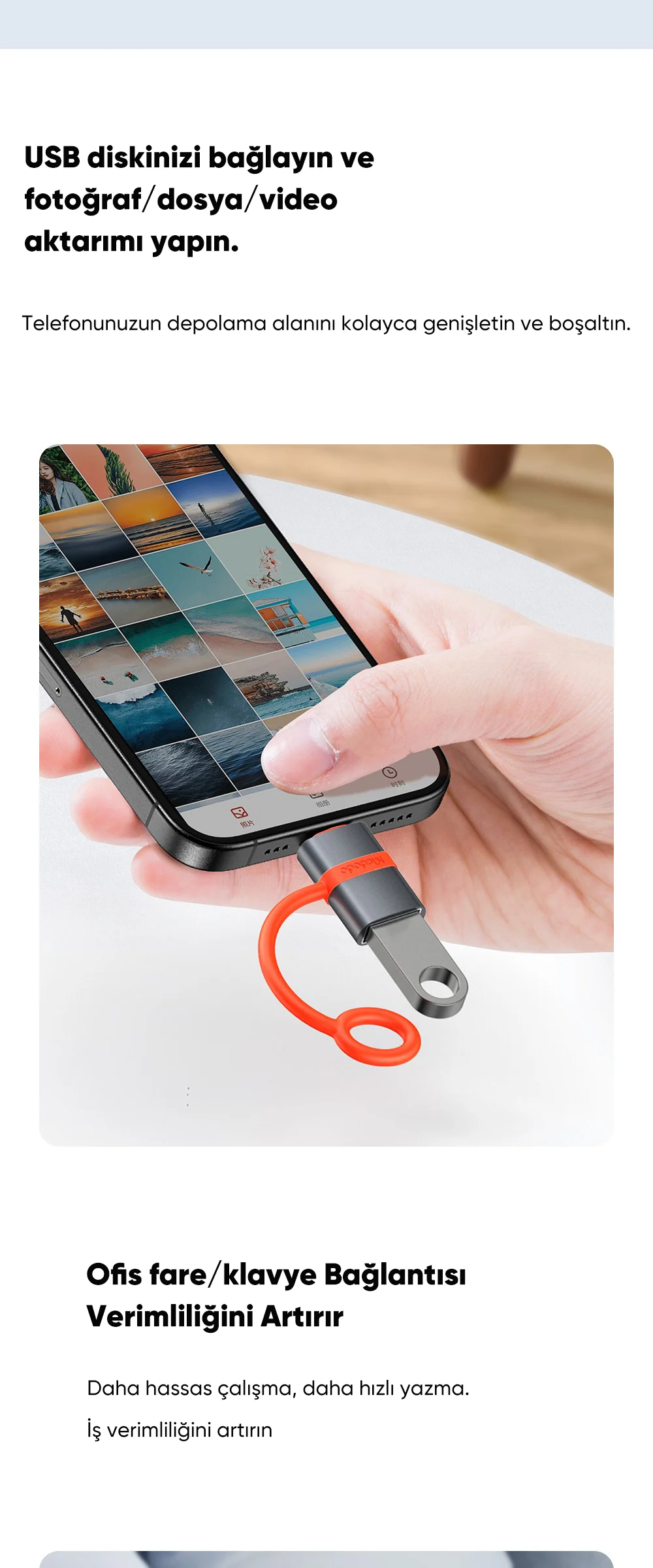 Mcdodo OT-2600 2.0 Usb-ATo Lightning-otg - Gri ürün afişi · bölüm 3