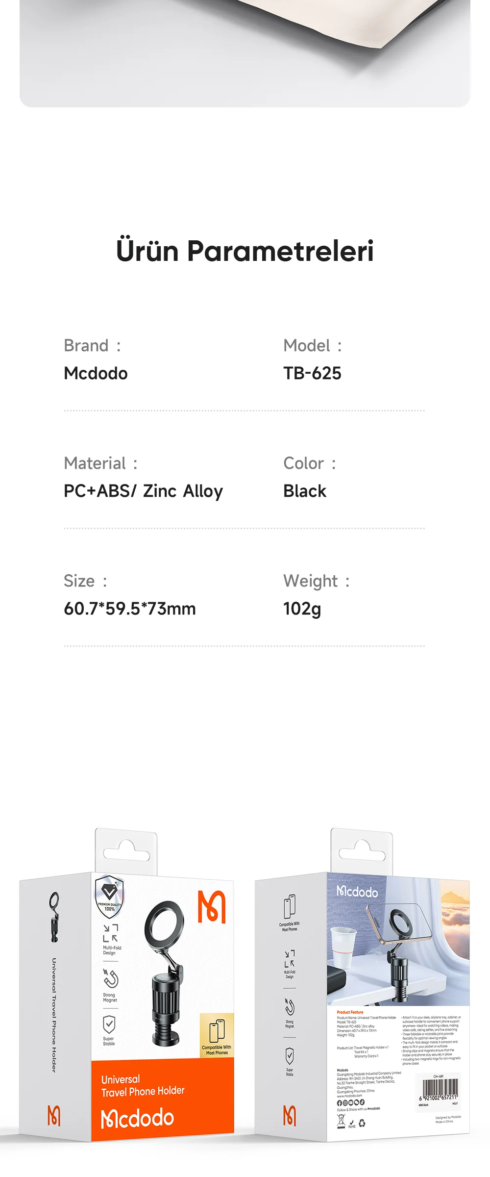 Mcdodo TB-6250 Telefon Tutucu Siyah ürün afişi · bölüm 5