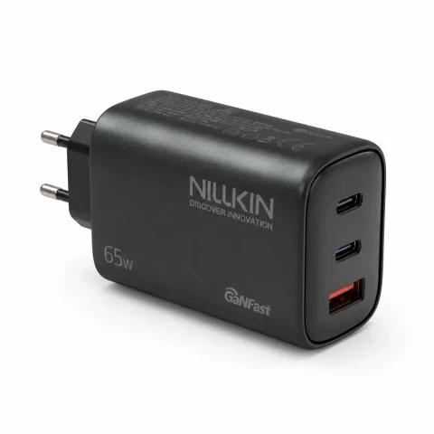 Nillkin NL-65W 65W GaN 2xType-C + USB-A Hızlı Şarj Adaptörü Siyah