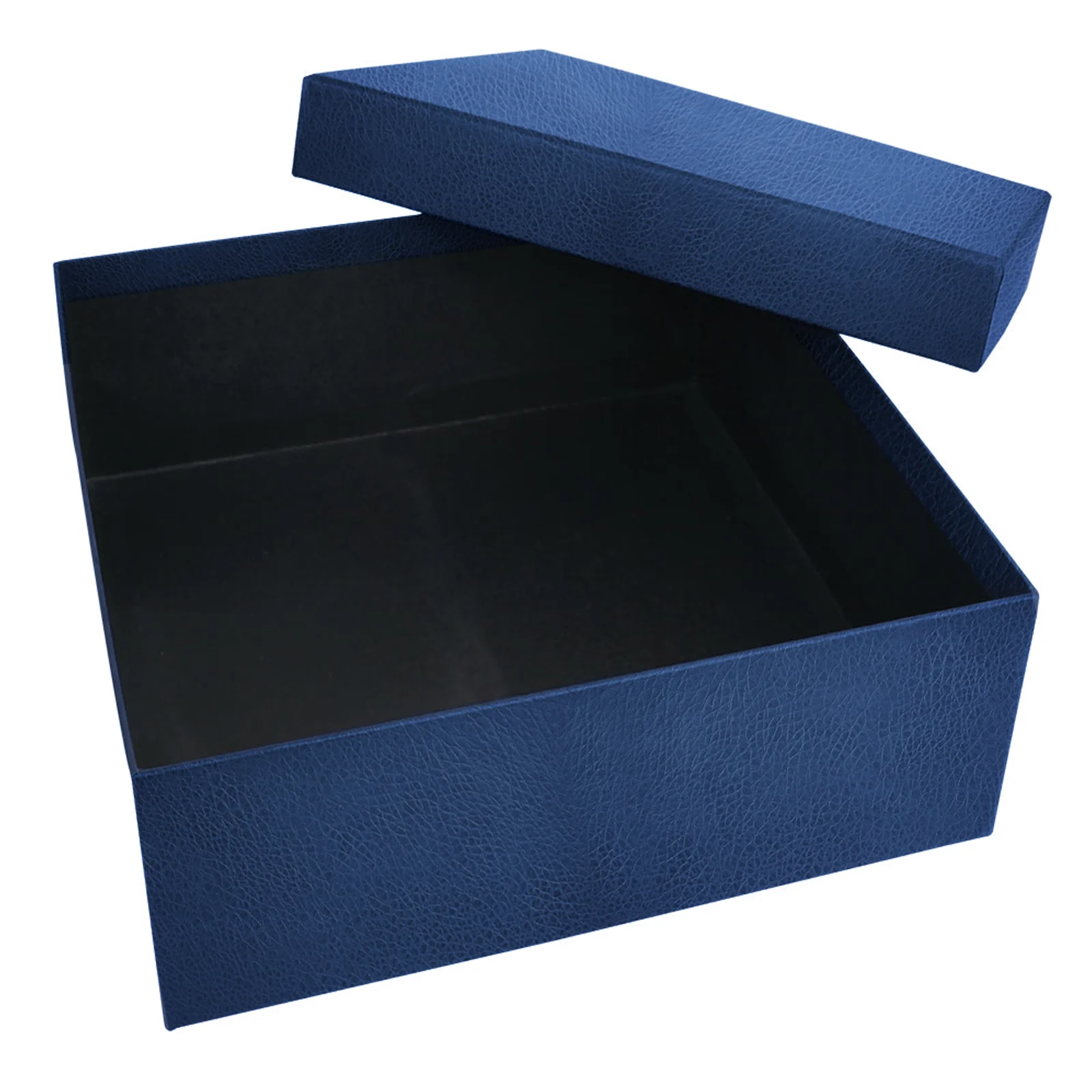 Sedir Deri Görünümlü Geçme Kapak Kutu (30x30x10 cm) Lacivert