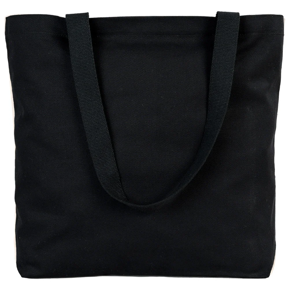 Siyah Kanvas Alışveriş & Plaj & Geniş Hacim Çanta - 48x41x10 cm İç cep Örgü Kulp