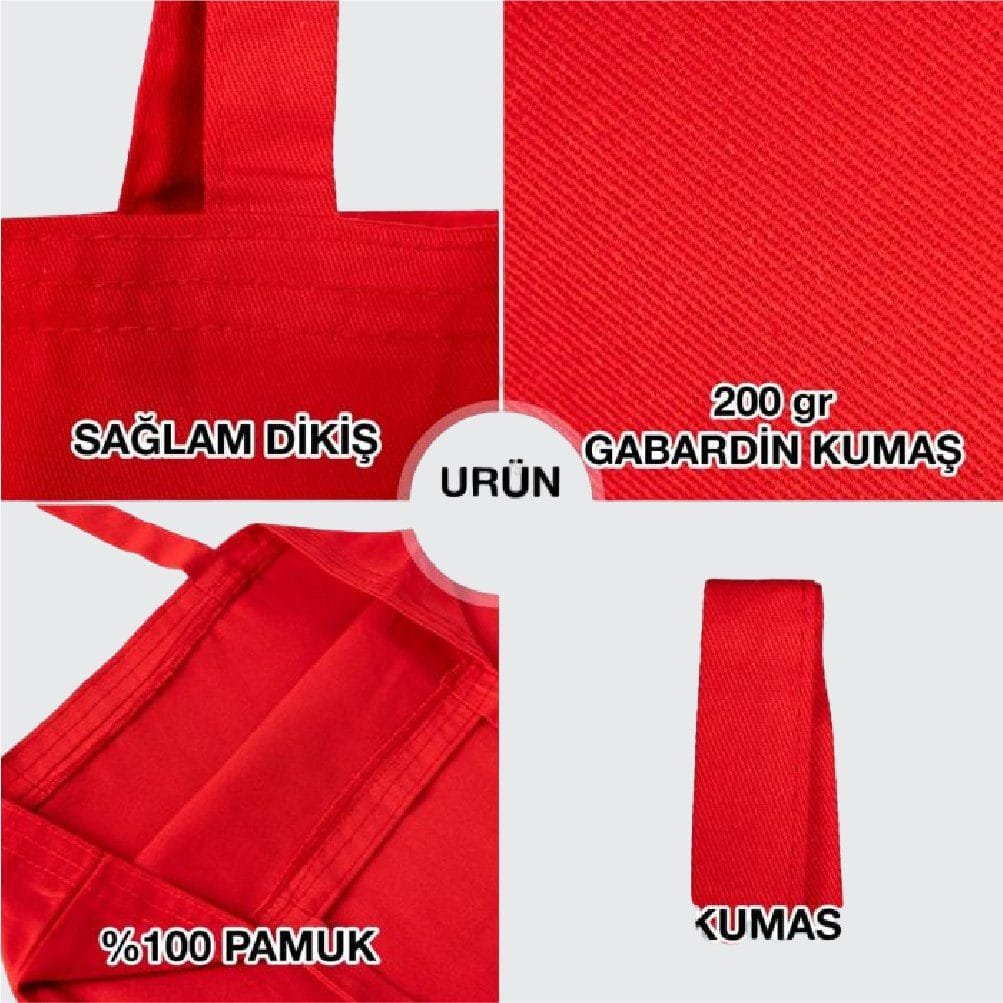 0 Pamuk Gabardin Bez Çanta Kırmızı Renk - 35x40 cm (Kopya) (2)