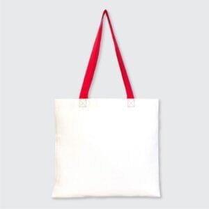 0 Pamuk Gabardin Kırmızı Kulplu Ham Renk Bez Çanta - 40x35 cm (6)